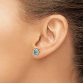 Pure Serenity 14k White Gold 1/10 carat Lab Grown Diamond VS/SI+ G+ and Lab Created Paraiba Post Earrings